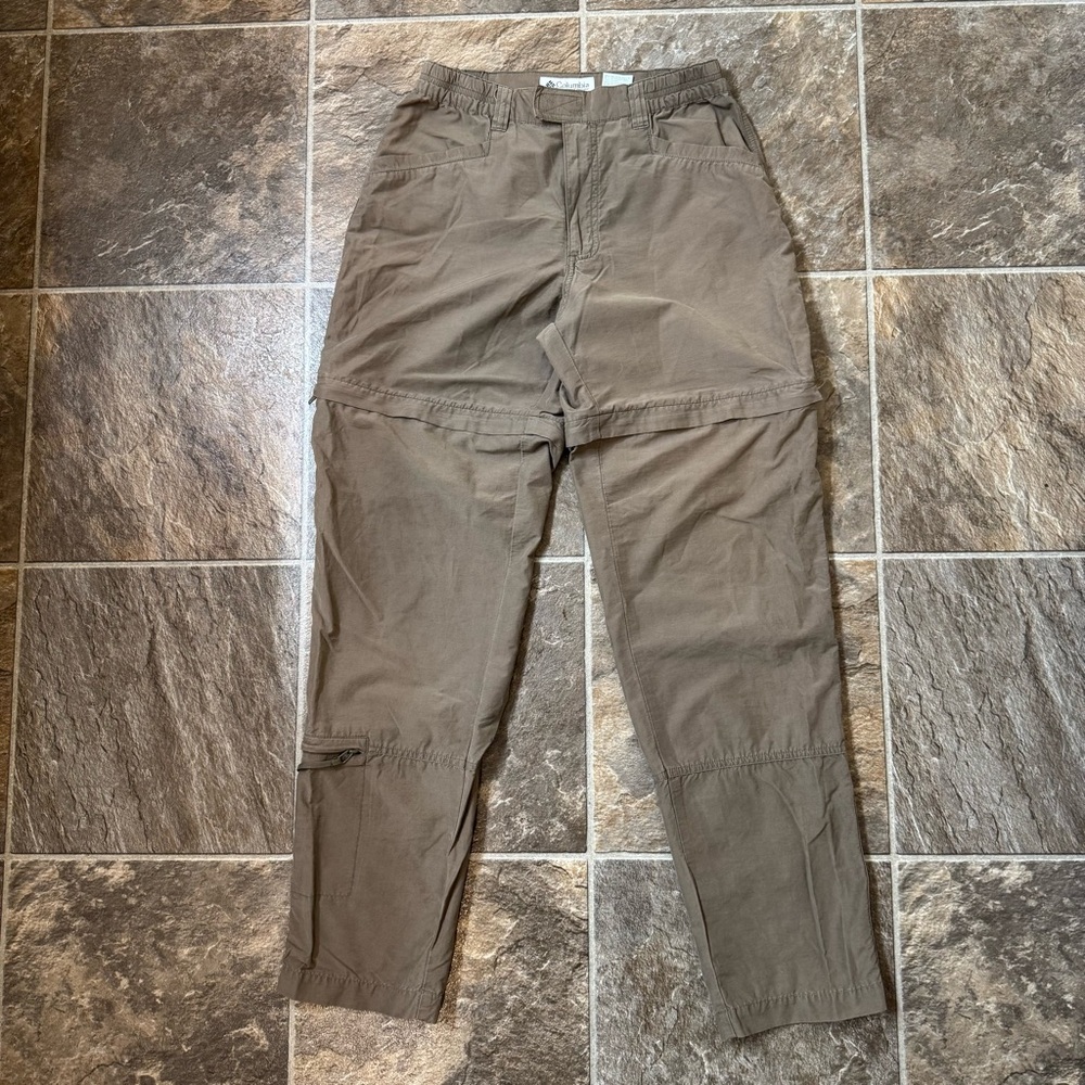 Columbia Convertible Pants Women 6R Beige Zip Off To Shorts Nylon Hiking Travel